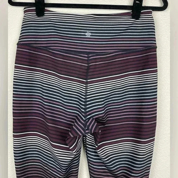 ATHLETA Women's Medium High Rise Expanse Stripe Chaturanga Tight Legging Cassis - Picture 8 of 14